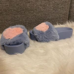 ASOS Blue and Pink Fuzzy Slides size 7
